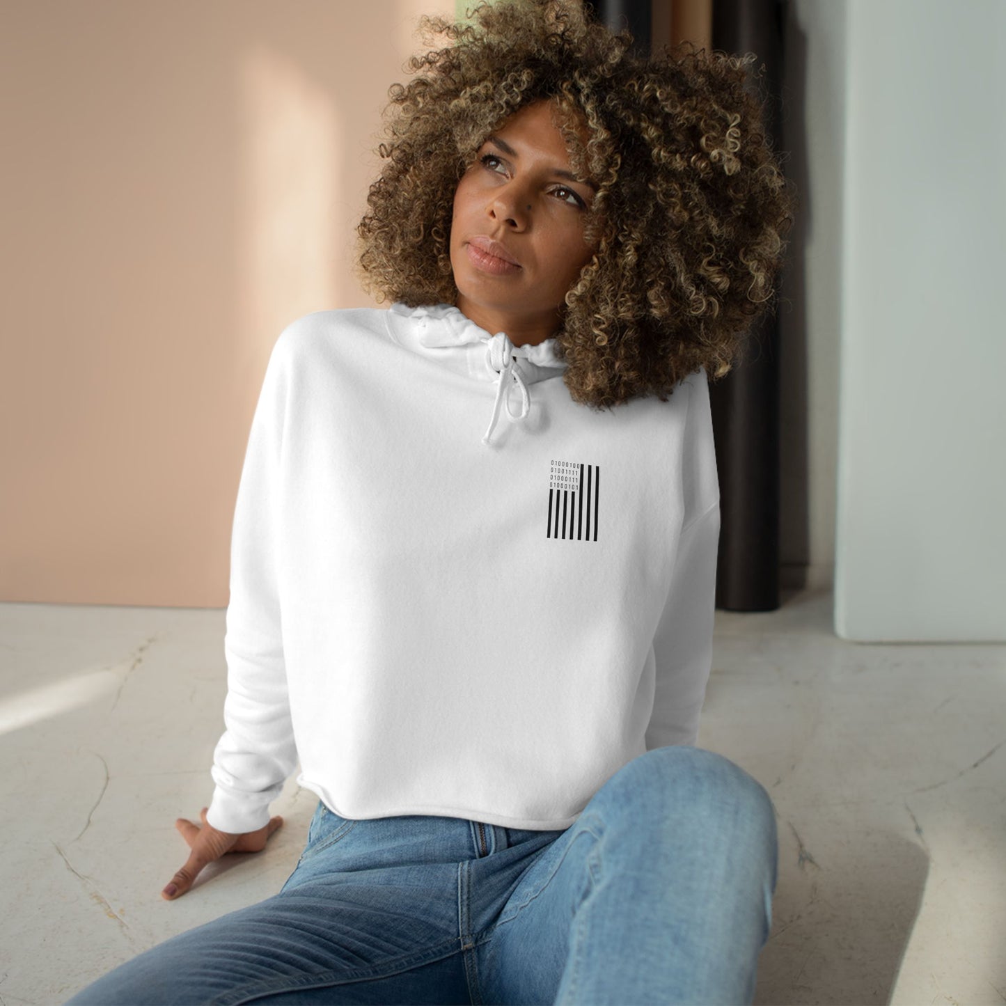DOGE in Binary Code Women's Crop Hoodie