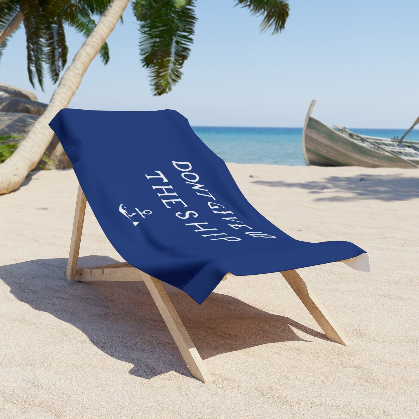 Don't Give Up The Ship Beach Towel Navy