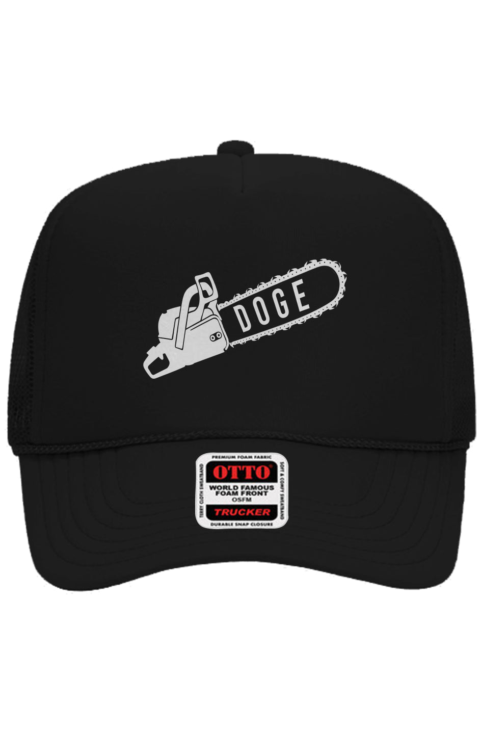 DOGE Chainsaw Mesh Back Trucker Hat (Black)