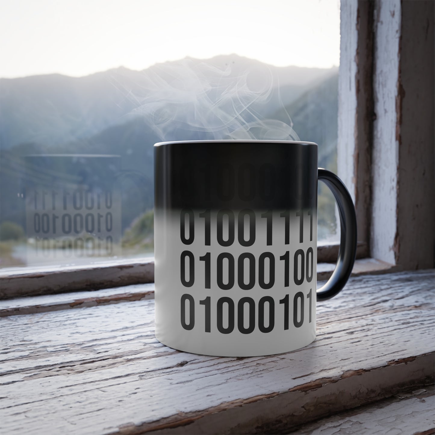 DOGE in Binary Code, Color Morphing Mug, 11oz