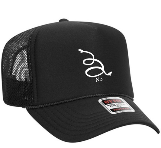 Minimalist Gadsden Flag Mesh Back Trucker Hat (Black)