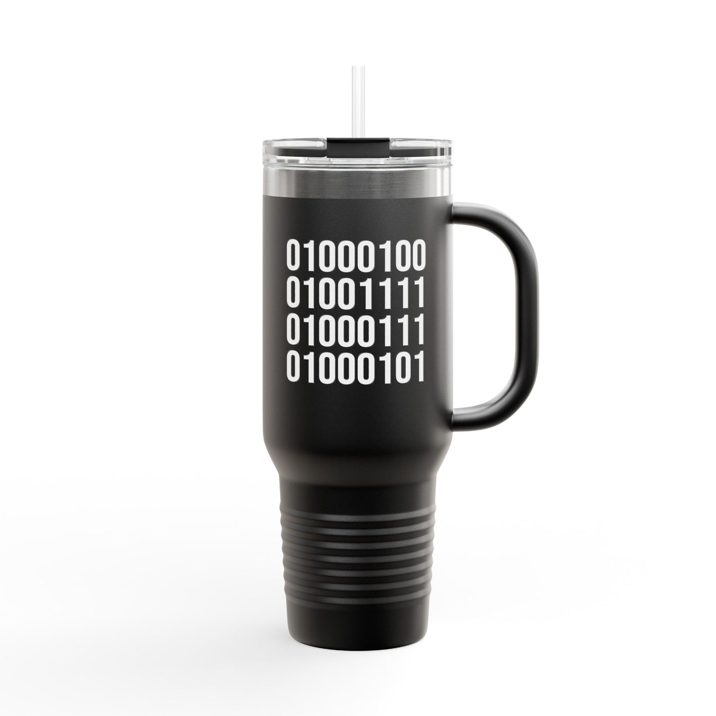 DOGE in Binary Code Insulated Travel Mug, 40oz