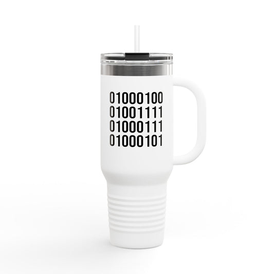 DOGE in Binary Code Insulated Travel Mug, 40oz