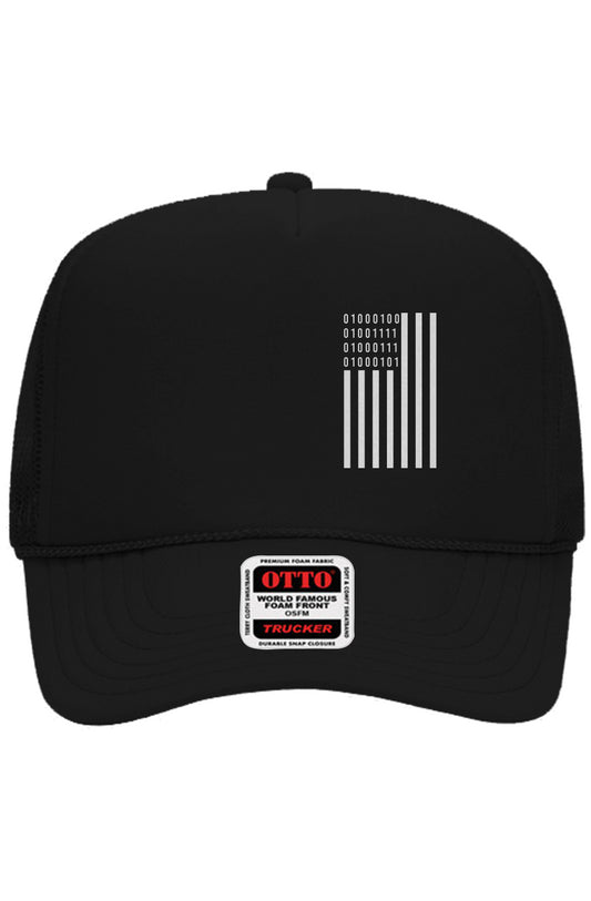 DOGE in Binary Flag Otto 5 Panel Trucker Hat
