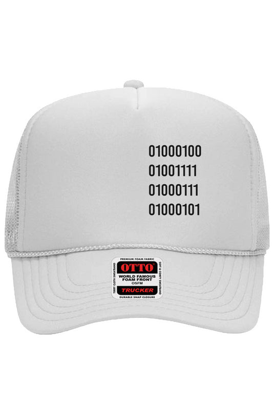 DOGE in Binary Otto 5 Panel Trucker Hat in White
