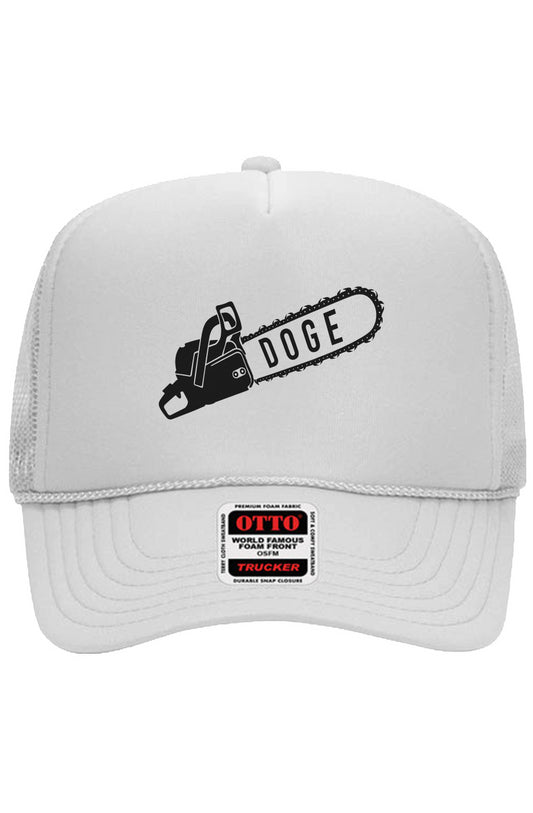 DOGE Chainsaw Mesh Back Trucker Hat (White)